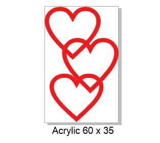 Red hearts acrylic 60 x 38mm  pack of 4